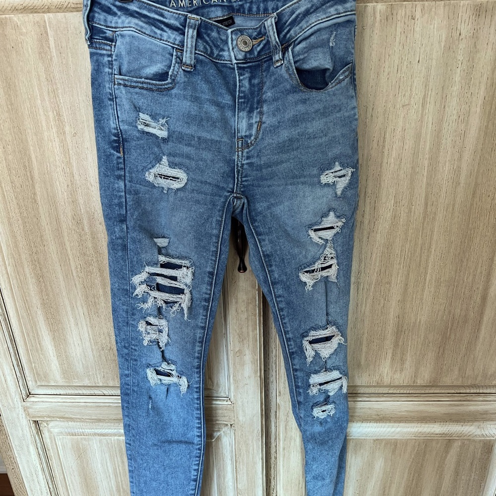 Distressed American eagle denim jeans size 0